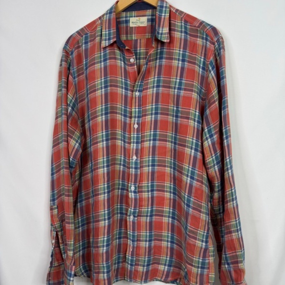 Marine‎ Layer Mens Large Plaid Button Down Shirt Long Sleeve Multi Color Cotton - Picture 4 of 8